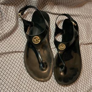 Michael Kors Sandals Size 8 Black/Gold PVC Jelly Style